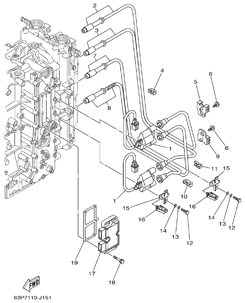 Yamaha F150BET, FL150BET ELECTRICAL 1 parts diagram